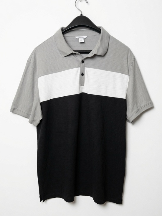 Calvin Klein Other - Calvin Klein Men's Grey White Black Colorblock Polo Shirt Size Large